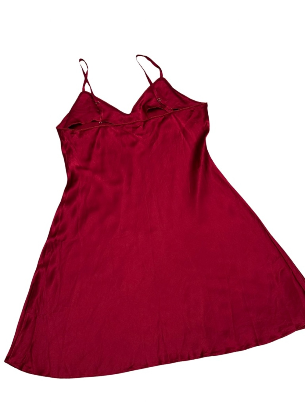 SilkSilky 100% Silk Red Slip Dress L | Bias Cut Satin Cami Mini Nightgown - Picture 2 of 8